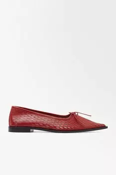 Плоские балетки из перфорированной кожи COS, цвет Red