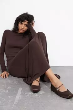 Плоские балетки с квадратным носком & Other Stories, коричневый