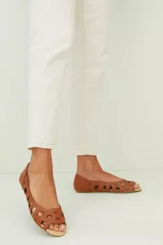 Плоские балетки с открытыми носками и вырезами Friends Like These, коричневый