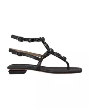 Плоские греческие сандалии с ремешком на щиколотке Alma En Pena, черный