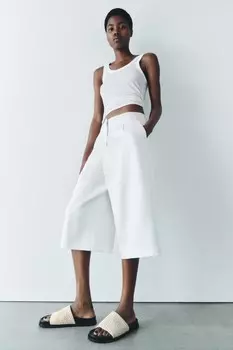 Плоские плетёные сандалии-шланцы ZARA, бежевый