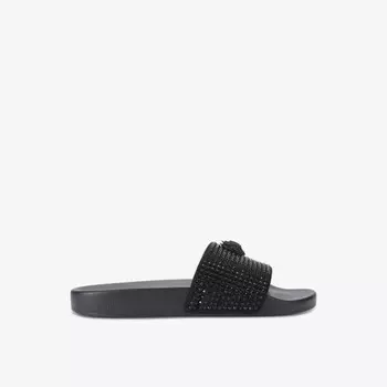 Плоские резиновые шлепанцы с изображением орла Мины Kurt Geiger London, черный