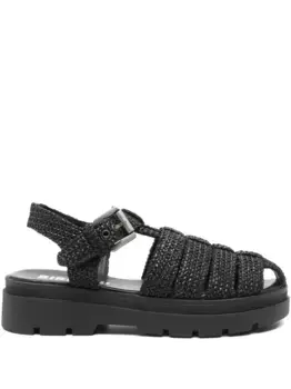 Плоские сандалии с плетеной текстурой Bibi Lou, черный