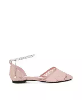 Плоские сандалии Shrami Pearl & Rhinestone Strap с ремешками, украшенными жемчугом и стразами Rag & Co, розовый