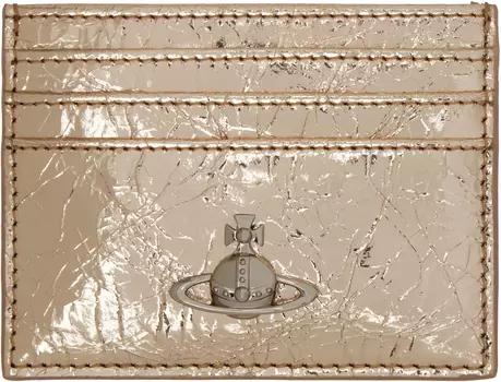 Плоский металлический держатель для карт с мятым узором Vivienne Westwood, Gold