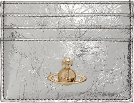 Плоский металлический держатель для карт с мятым узором Vivienne Westwood, Silver