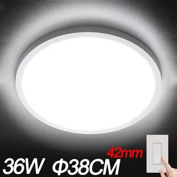 Плоский светодиодный потолочный светильник холодного белого цвета, 36 Вт, 38 см, круглый белый потолочный светильник 2500 лм для гостиной, спальни, ванной комнаты, кухни, прихожей Rosikey