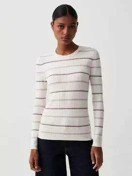 Плоский топ в рубчик с полосатым узором Ovs, цвет white/orange