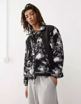 Плотная флисовая куртка Polar Sun с карманами в жидкий серый принт The North Face