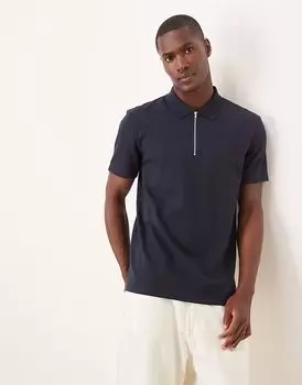 Плотная рубашка-поло на молнии ASOS DESIGN BreatheMAX темно-синего цвета
