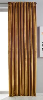 Плотная штора «Милан» бархатная непрозрачная лента-петля туннельный проход затемняющая гладильная лента укорачиваемая песочная 1 шт. ВxШ 280x135 см, 20357 Astek, желтый