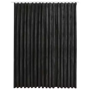Плотная штора vidaXL с крючками бархат антрацит 290 x 245 см, серый