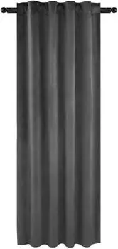 Плотная штора WOLTU с рюшовой лентой 300 г/м плотная бархатная плотная штора темно-серая 140х225 см (1 шт.) VH6069gr, темно-серый