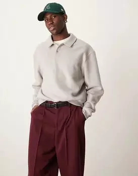 Плотная свободная толстовка с начесом и воротником цвета хаки ASOS DESIGN