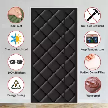 Плотная теплозащитная штора на дверь DQQ, черный