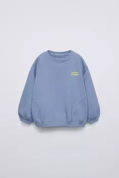 Плотная толстовка с лозунгом ZARA, синий/стальной