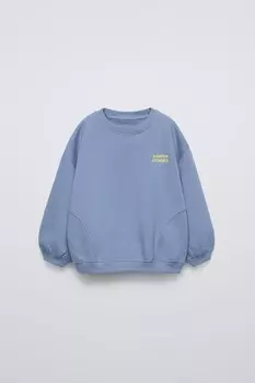 Плотная толстовка с лозунгом ZARA, синий/стальной
