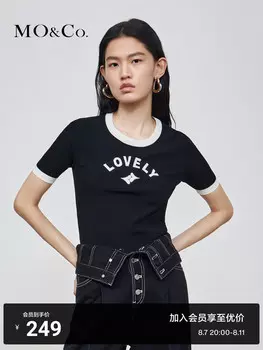 Плотная трикотажная рубашка Moco с короткими рукавами и контрастными цветами, черный