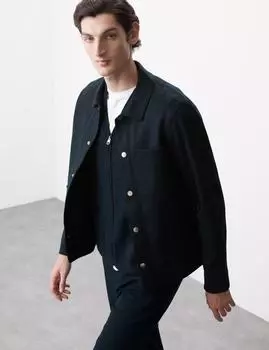 Плотная верхняя рубашка из чистого хлопка Autograph, темно-синий