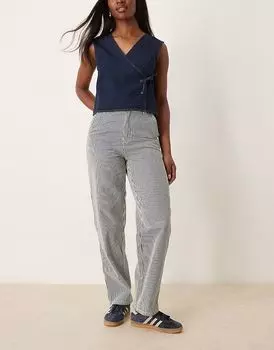 Плотницкие брюки Dickies из денима в полоску цвета гикори темно-синего цвета