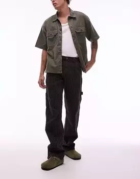 Плотницкие брюки Dickies в тонкую полоску черного и бежевого цветов