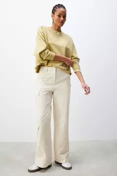 Плотницкие брюки карго из хлопковой смеси Next, экрю