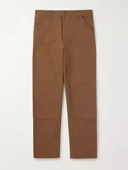 Плотницкие брюки прямого покроя из хлопчатобумажной ткани с двойным коленом CARHARTT WIP, коричневый