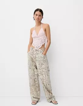 Плотницкие брюки с анималистичным принтом Bershka, мультиколор