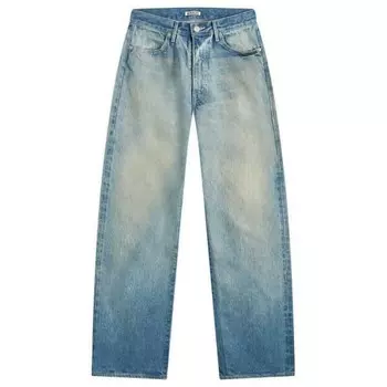 Плотные джинсовые брюки с выцветшей кромкой Auralee, индиго