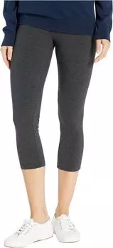 Плотные хлопковые леггинсы-капри с широким поясом HUE, цвет Graphite Heather