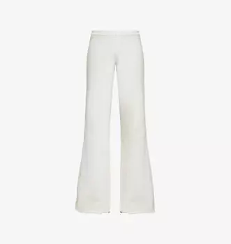 Плотные расклешенные прямые брюки из хлопкового трикотажа с завязками на талии Entire Studios, цвет rice