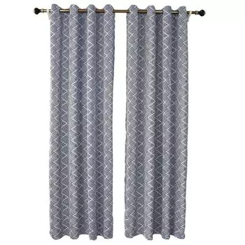 Плотные шторы из фольги с геометрическим принтом для спальни, гостиной, 52 x 108 дюймов, геометрические серые ele eleoption