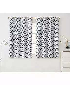 Плотные шторы с решетчатым принтом и узором — шторы с защитой от атмосферных воздействий, солнцезащитные шторы для окон для гостиной — набор из 2 шт HLC.me, синий