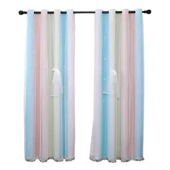 Плотные шторы со звездами, красочные двухслойные оконные шторы с вырезами в виде звезд, 2 панели (52 x 84 дюйма, фиолетовые) ele eleoption, мультиколор