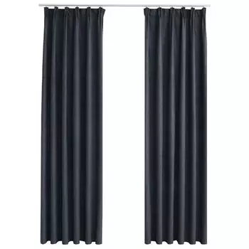 Плотные шторы vidaXL с крючками 2 шт антрацит 140х225 см., серый