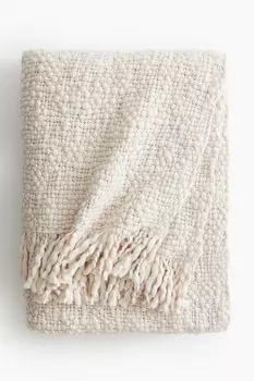 Плотный плед из смесовой шерсти H&M, 110x150 см, белый