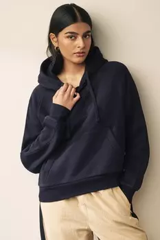 Плотный пуловер с капюшоном из начеса Next, синий