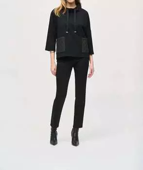 Плотный трикотажный свободный топ черного цвета Joseph Ribkoff