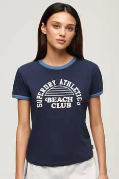 Пляжная футболка Athletic Essentials с контрастной отделкой Superdry, синий