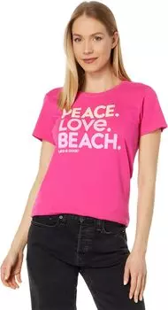Пляжная футболка Peace Love с короткими рукавами Crusher-Lite Life is Good, цвет Raspberry Pink
