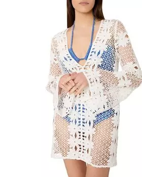 Пляжная накидка с цветочным узором крючком MILLY, белый