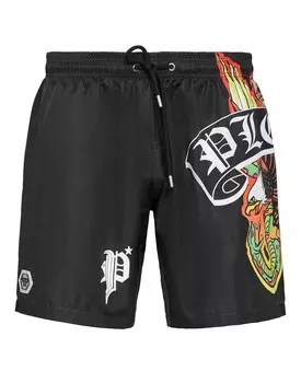 Пляжная одежда Брюки Тату-заплатки Philipp Plein, черный