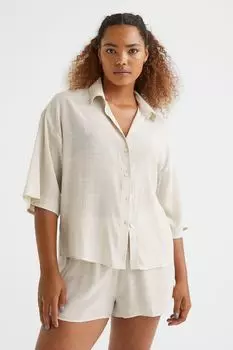 Пляжная рубашка из крепа H&amp;M, светло-бежевый