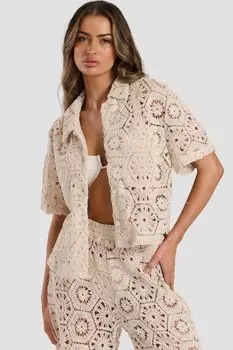 Пляжная рубашка крючком South Beach, бежевый