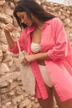 Пляжная рубашка накидка из 100% хлопка Next, розовый