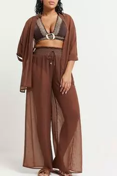 Пляжная рубашка оверсайз с термосваркой River Island, коричневый