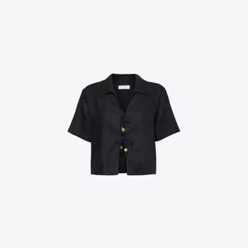 Пляжная рубашка Palermo с короткими рукавами и завязками спереди из льняной ткани Seafolly, черный