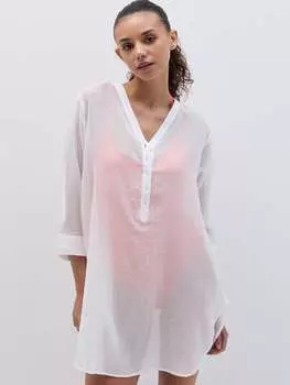 Пляжная рубашка-прикрытие из хлопка Ovs, цвет optical white