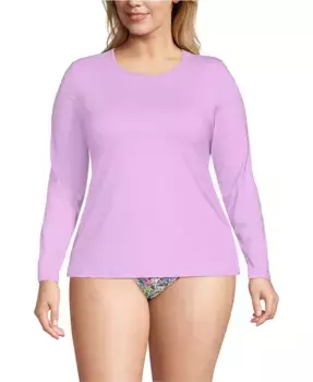 Пляжная рубашка с длинным рукавом Plus Size SunShade UPF 50 Lands' End, фиолетовый