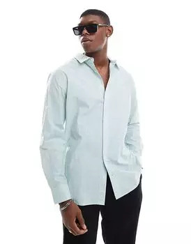 Пляжная рубашка с длинными рукавами в полоску из сирсакера зеленого и белого цветов Sol Beach